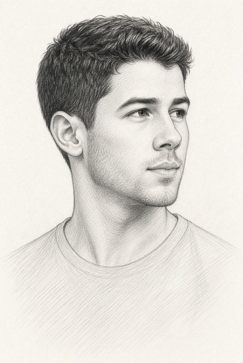 AI sketch of Nick Jonas